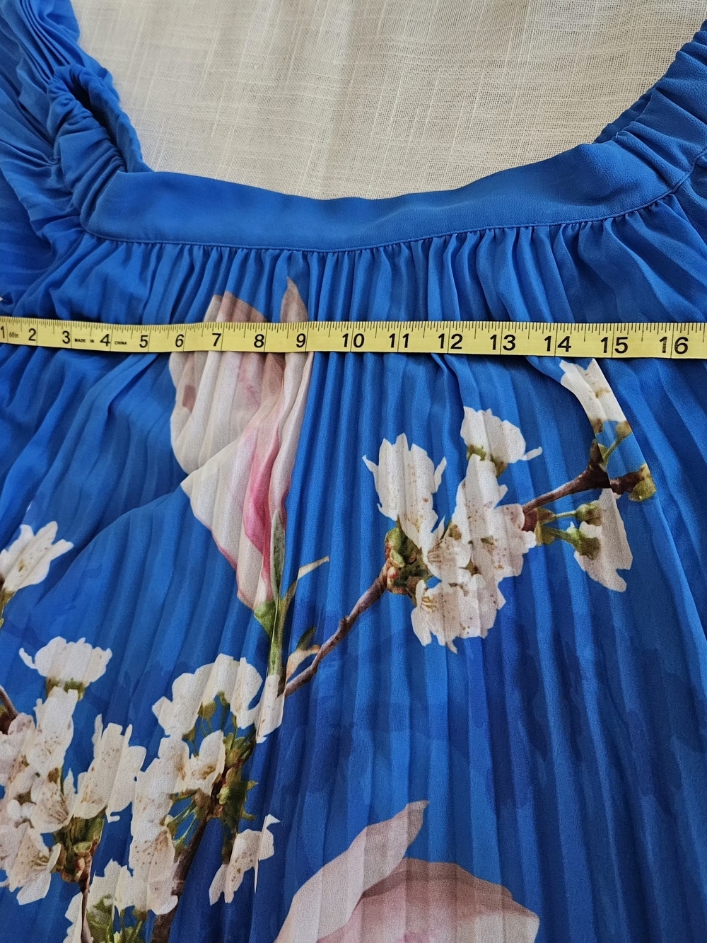 Ted Baker London Melma Blue Floral Pleated Off-Shoulder High-Low Maxi Dress - Picture 12 of 15